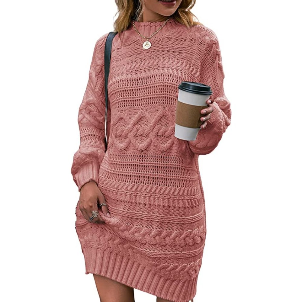 [NWT] Eteviolet Turtleneck Cable Knit Sweater Loose Long Sleeve Dress